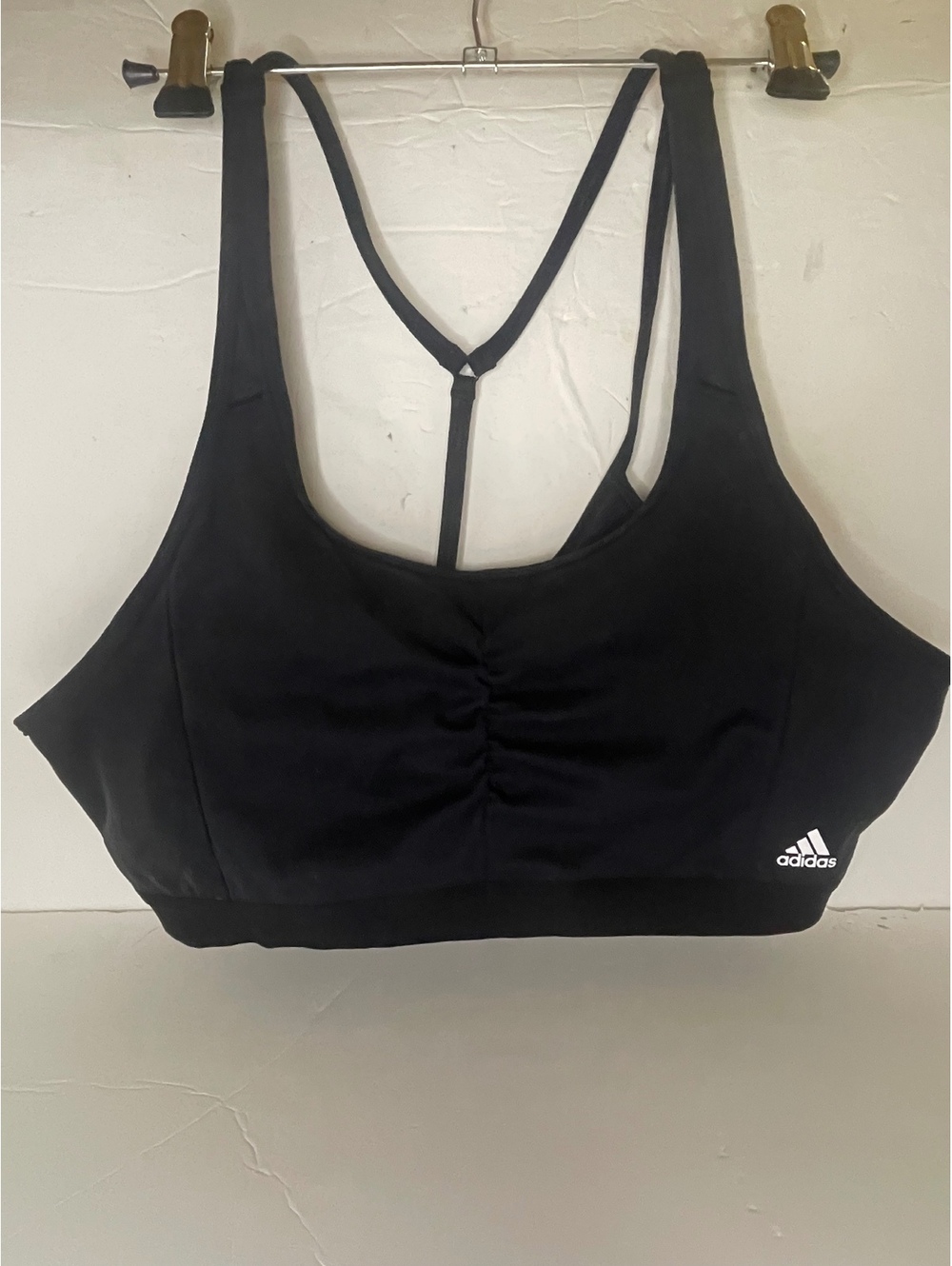 Adidas Sports Bra Womens XL D-DD Black Strappy Back Padded Athletic